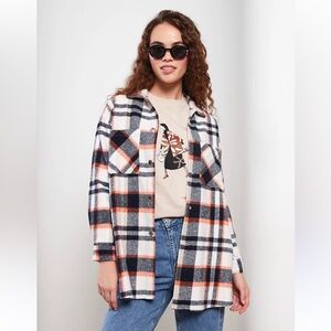 RedStar Tartan Plaid Flannel Shacket in Gray Combo NWT